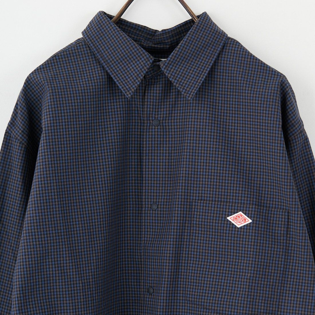 DANTON [ダントン] ドットボタン レギュラーカラー チェックロングスリーブシャツ [DT-B0391PPU] NAVY CHECK