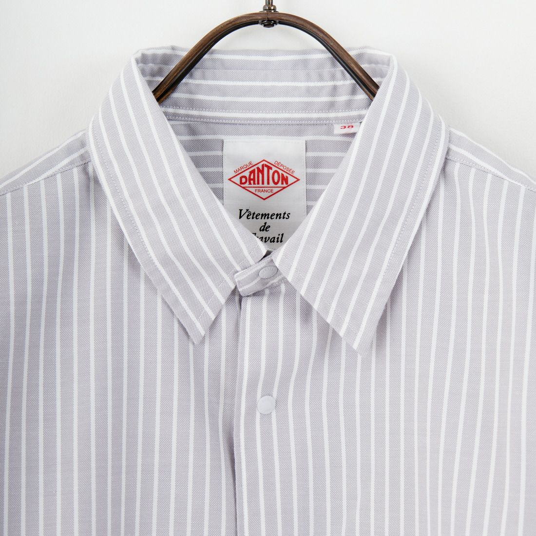 DANTON [ダントン] ドットボタン レギュラーカラー ストライプロングスリーブシャツ [DT-B0391POD] GRY/WHT ST