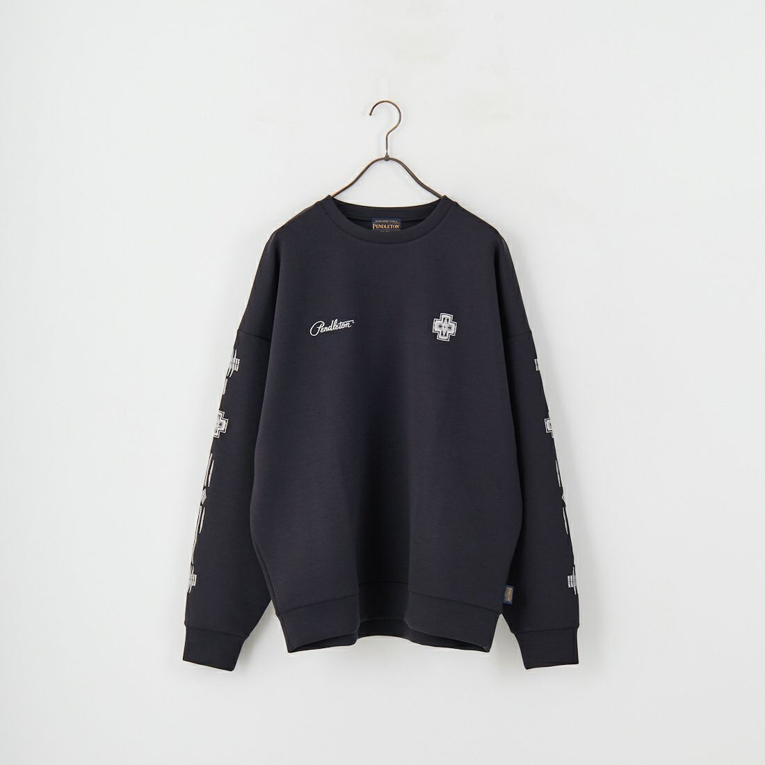 PENDLETON [ペンドルトン] 別注 ネイティブ柄 ダンボールニット クルーネックスウェット [5475-1223-JF] BLACK