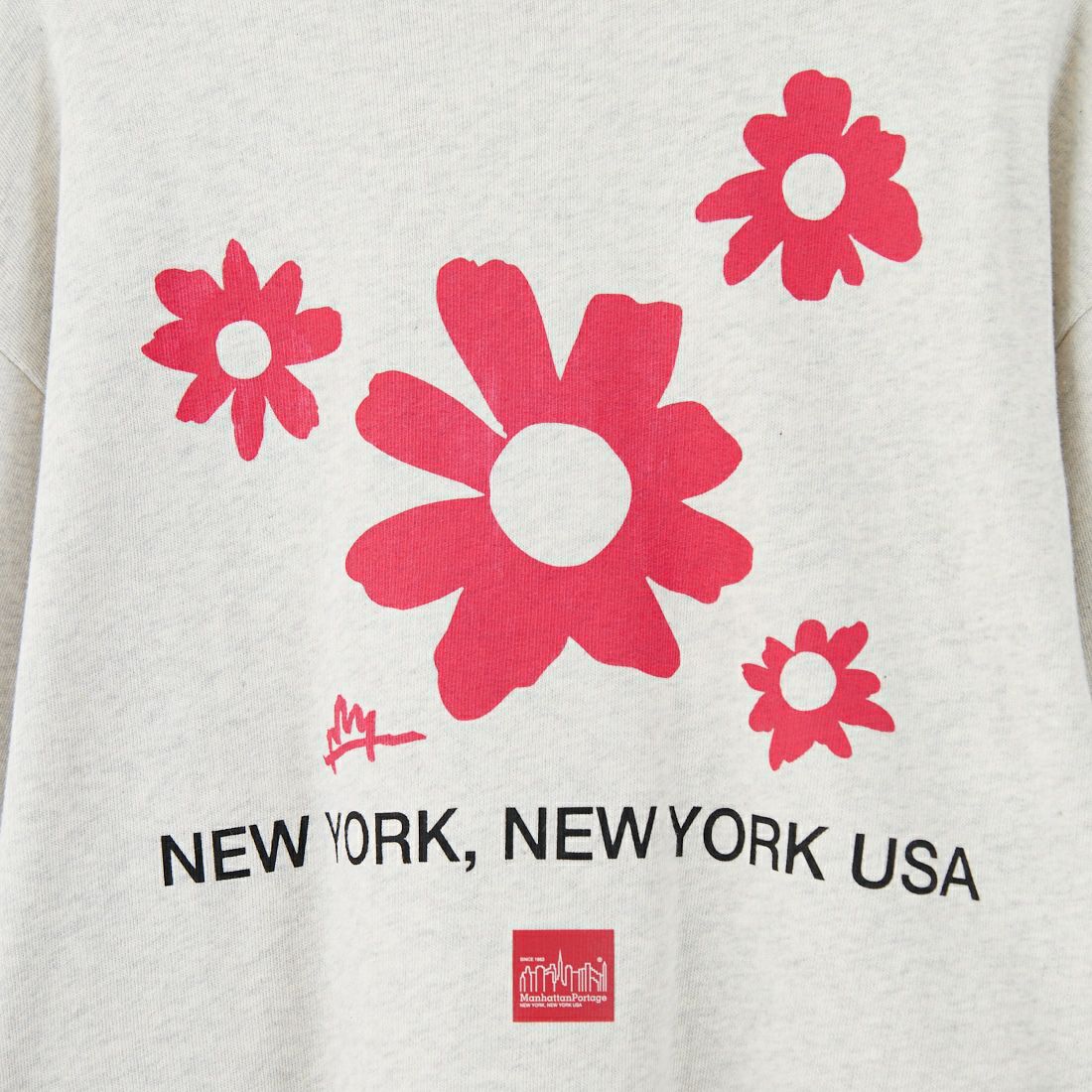 MANHATTAN PORTAGE [マンハッタンポーテージ] 別注 バックフラワープリント クルーネックスウェット [25FWMP-IN74-JF] OATMEAL