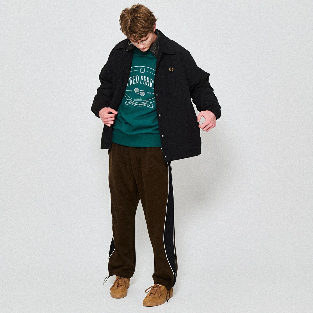 FRED PERRY [フレッドペリー] 別注 パデッドボタンスルージャケット [FPM-25A-23JF] BLK/SHADED