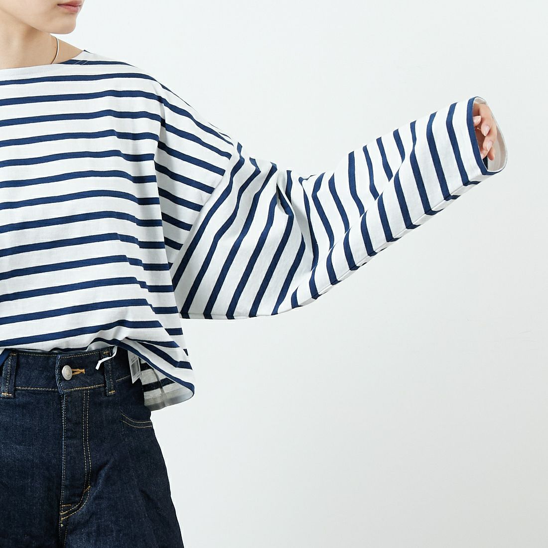 Le minor [ルミノア] ロングスリーブバスクTシャツ [20JG18304] WMR &&モデル身長：160cm 着用サイズ：F&&