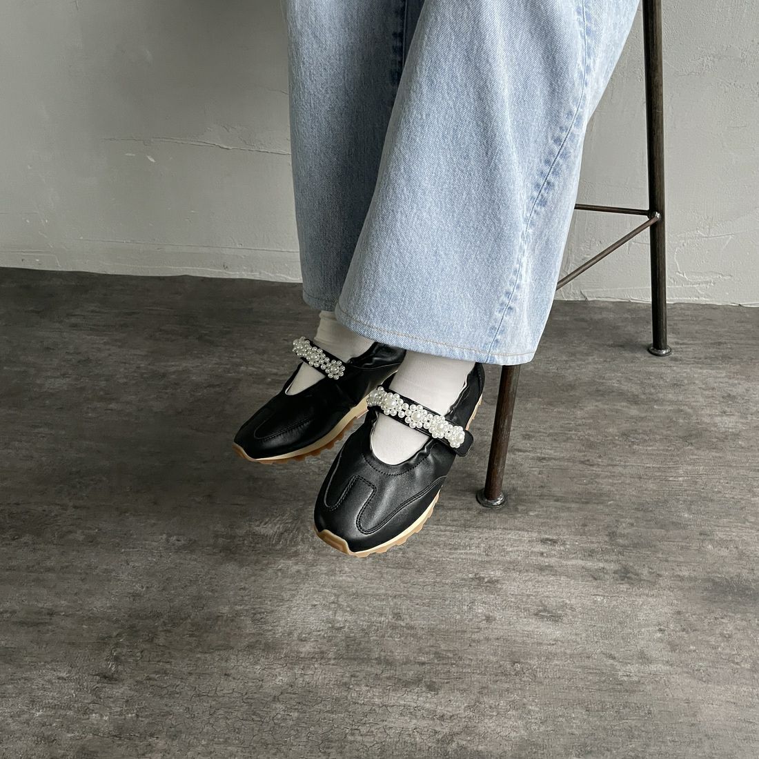 FOOT INDUSTRY [フットインダストリー] パールメリージェーンシューズ [AWC010] 001 ANTHRA