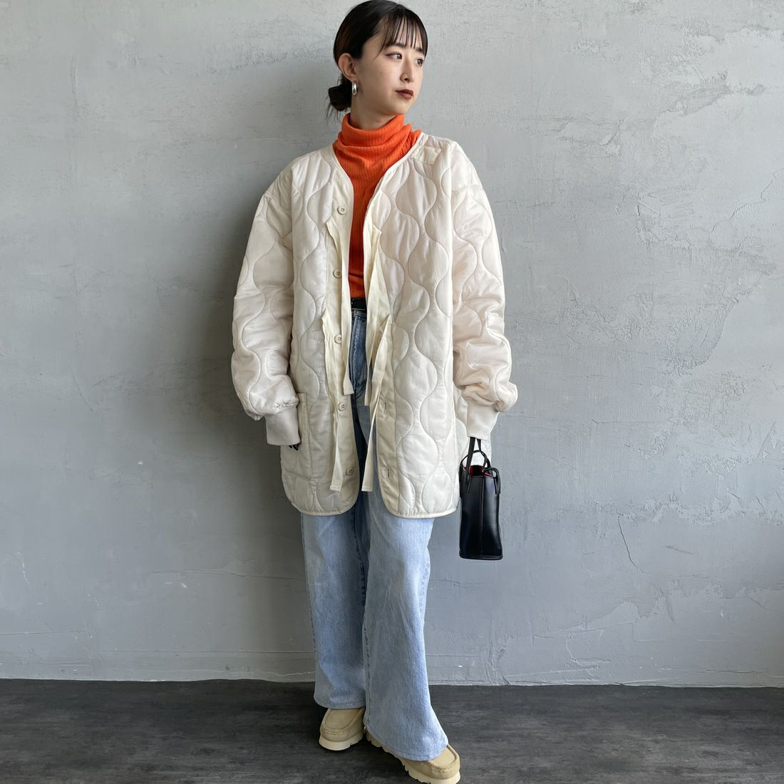 MILITARY [ミリタリー] 別注 M-65 キルティングライナージャケット [T-25789001-JF] IVORY &&モデル身長：150cm 着用サイズ：M&&