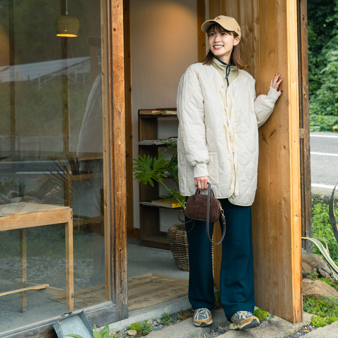 MILITARY [ミリタリー] 別注 M-65 キルティングライナージャケット [T-25789001-JF] IVORY &&モデル身長：167cm 着用サイズ：M&&