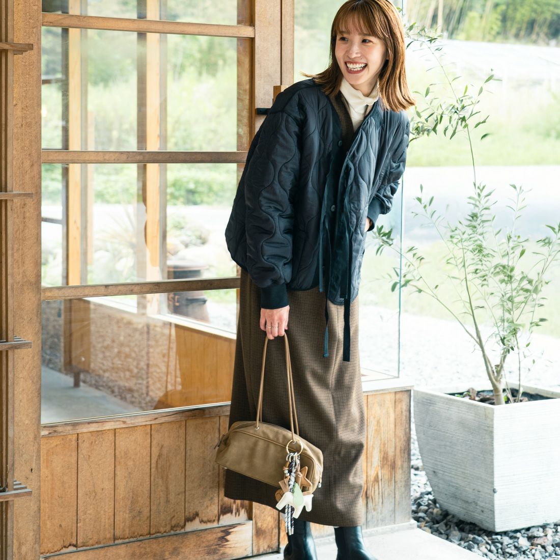 MILITARY [ミリタリー] 別注 M-65 キルティングライナージャケット [T-25789001-JF] KHAKI &&モデル身長：167cm 着用サイズ：S&&