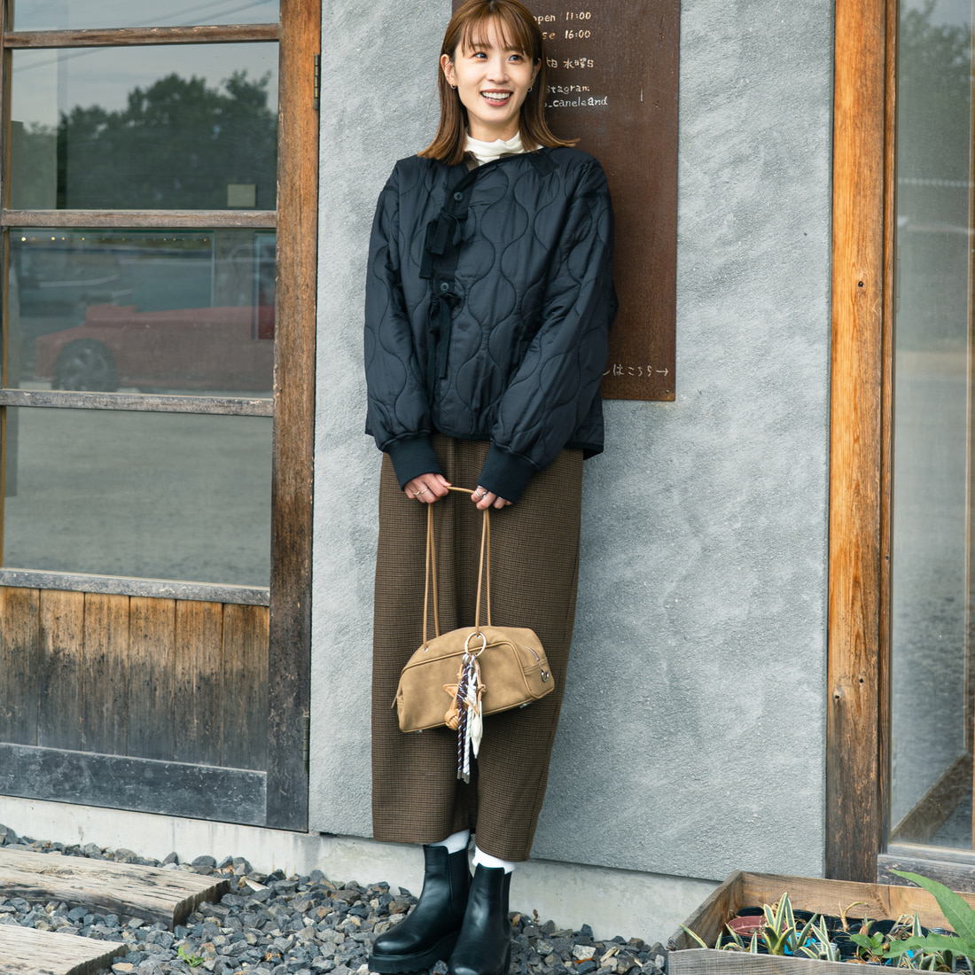 MILITARY [ミリタリー] 別注 M-65 キルティングライナージャケット [T-25789001-JF] KHAKI &&モデル身長：167cm 着用サイズ：S&&