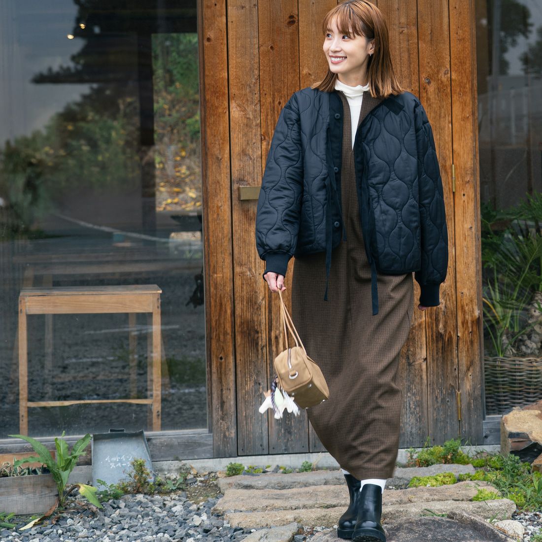 MILITARY [ミリタリー] 別注 M-65 キルティングライナージャケット [T-25789001-JF] KHAKI &&モデル身長：167cm 着用サイズ：S&&