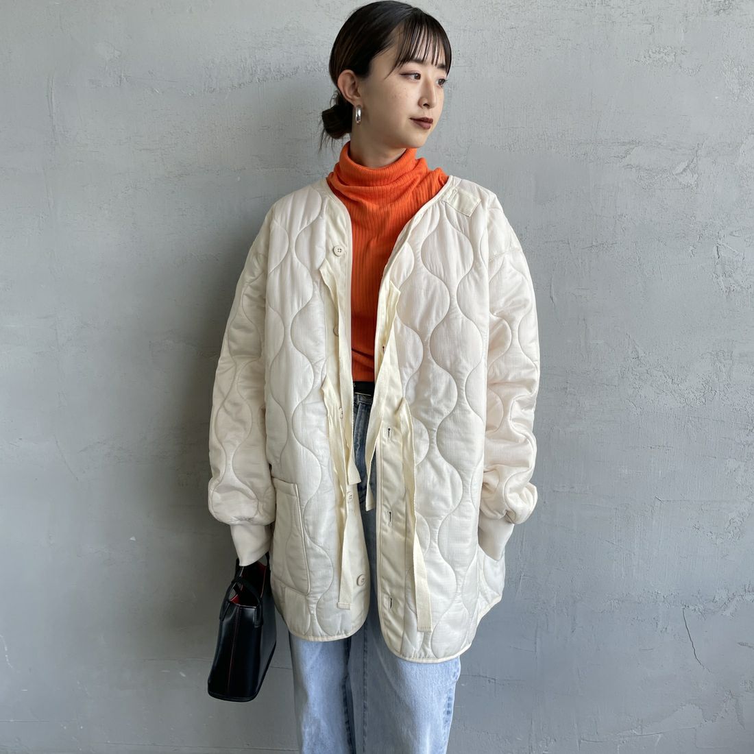 MILITARY [ミリタリー] 別注 M-65 キルティングライナージャケット [T-25789001-JF] IVORY &&モデル身長：150cm 着用サイズ：M&&