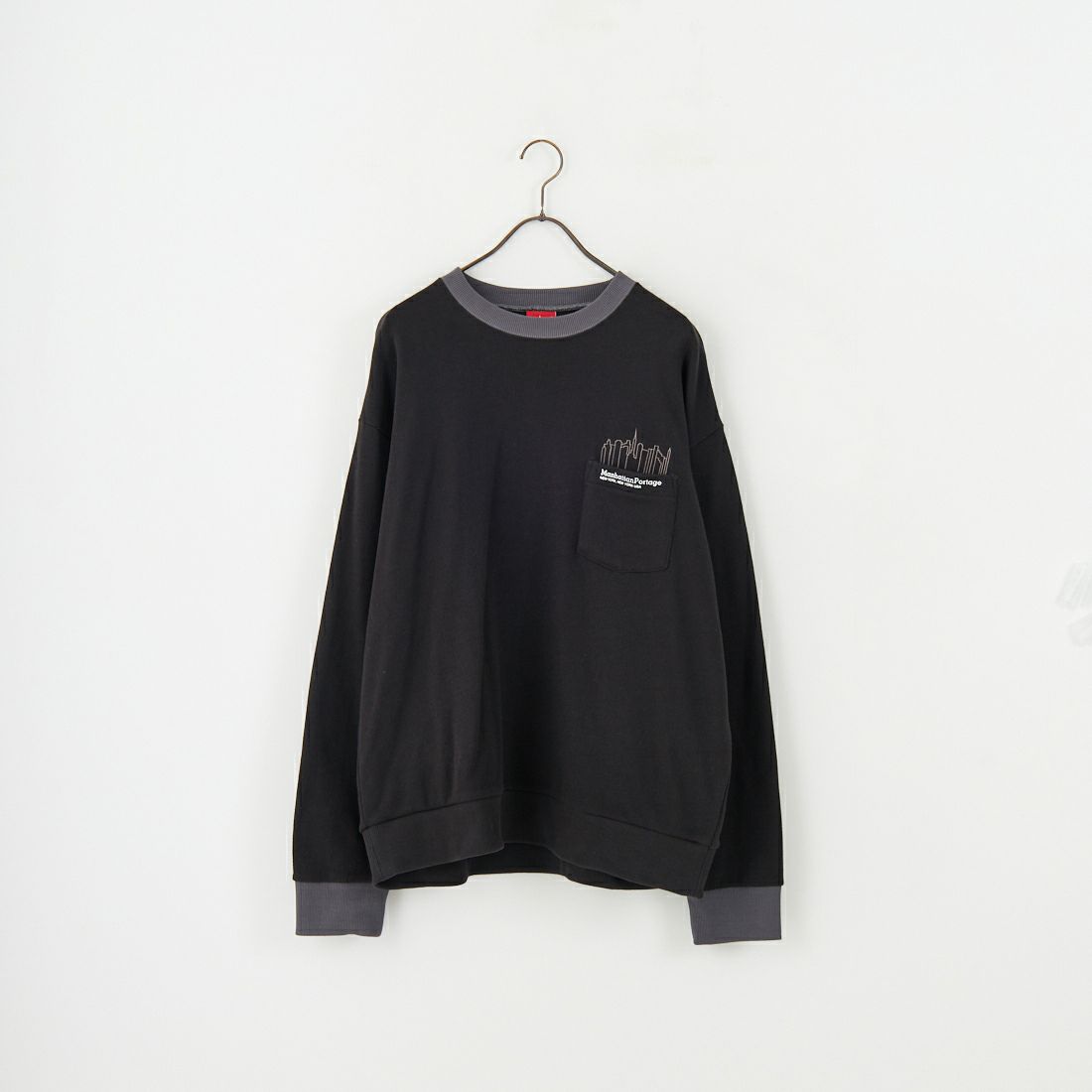 MANHATTAN PORTAGE [マンハッタンポーテージ] 別注 ポケット刺繍 リンガークルーネックスウェット [25FWMP-IN70-JF] BLACK