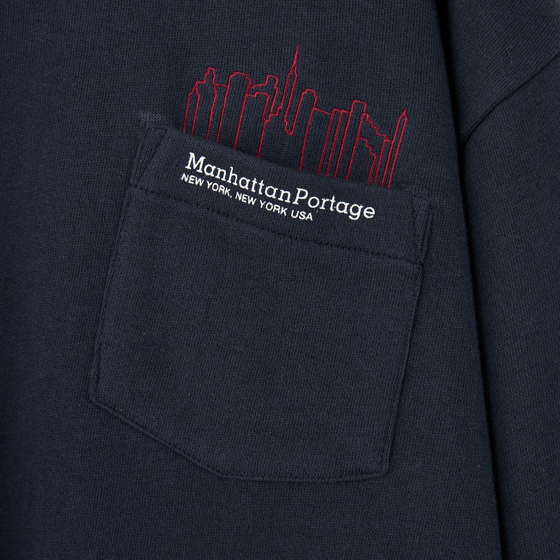 MANHATTAN PORTAGE [マンハッタンポーテージ] 別注 ポケット刺繍 リンガークルーネックスウェット [25FWMP-IN70-JF] NAVY