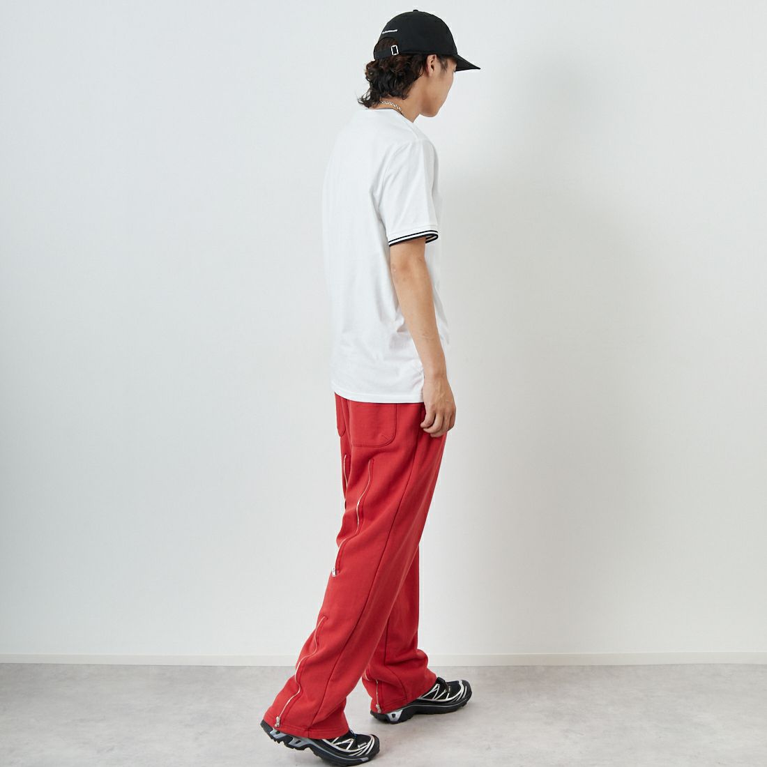 FRED PERRY [フレッドペリー] ツインティップTシャツ [M1588] 100 WHITE &&モデル身長：179cm 着用サイズ：L&&