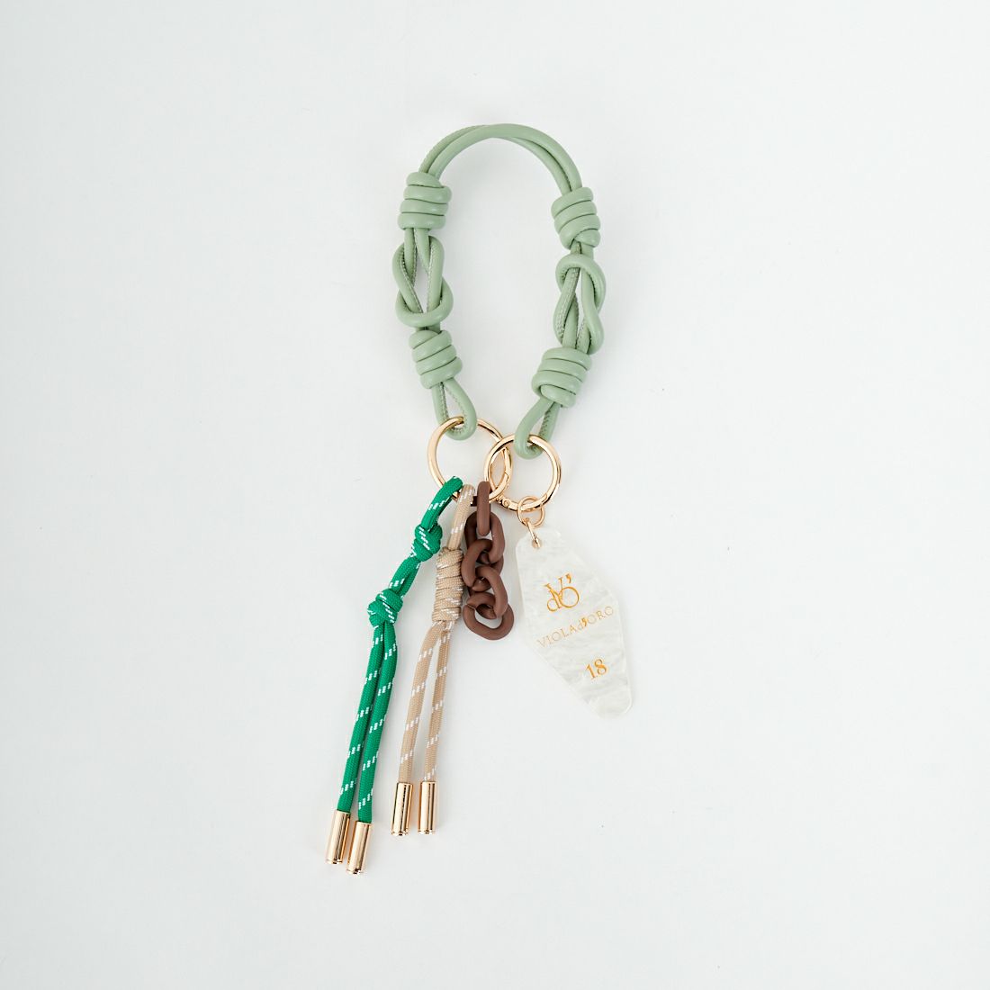 VIOLAd'ORO [ヴィオラドーロ] アクリル×コード バッグチャーム [V-5078] P.KEY/L.GN