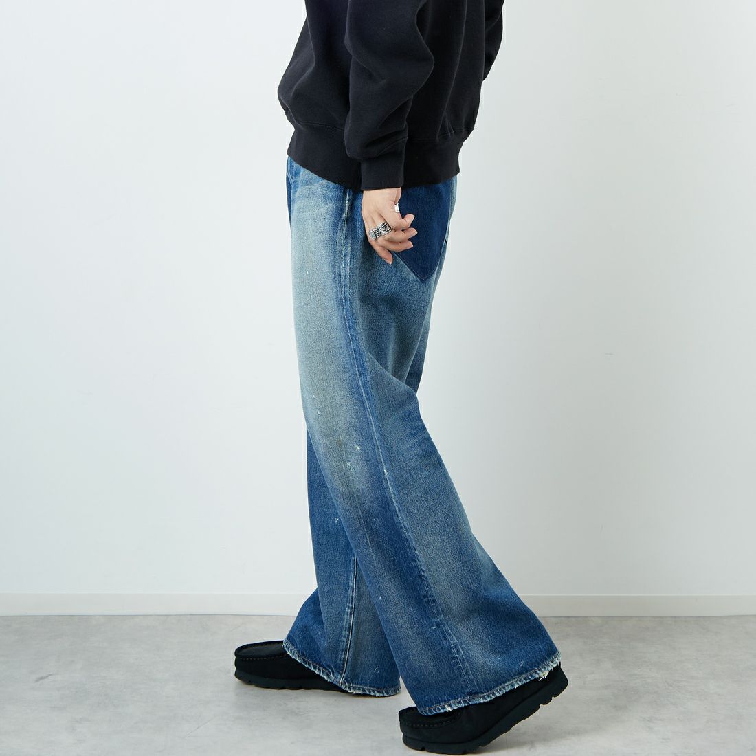 NEEDBY heritage [ニードバイヘリテージ] NO.10 ワイドテーパードデニム [N1VWV083705Y] 5Y &&モデル身長：179cm 着用サイズ：28&&