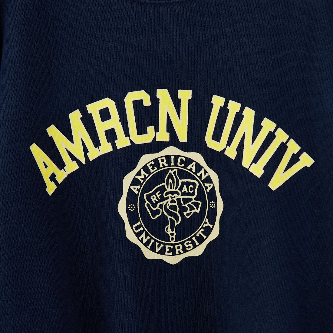 Americana × JEANS FACTORY [アメリカーナ × ジーンズファクトリー] 別注 カレッジプリント カットオフスウェット [BRF-736A-1-JF] ﾈｲﾋﾞｰ