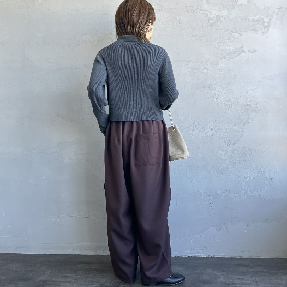 mizuiro ind [ミズイロインド] ワイドカーゴパンツ [1-260016A] 44 BROWN &&モデル身長：158cm 着用サイズ：2&&