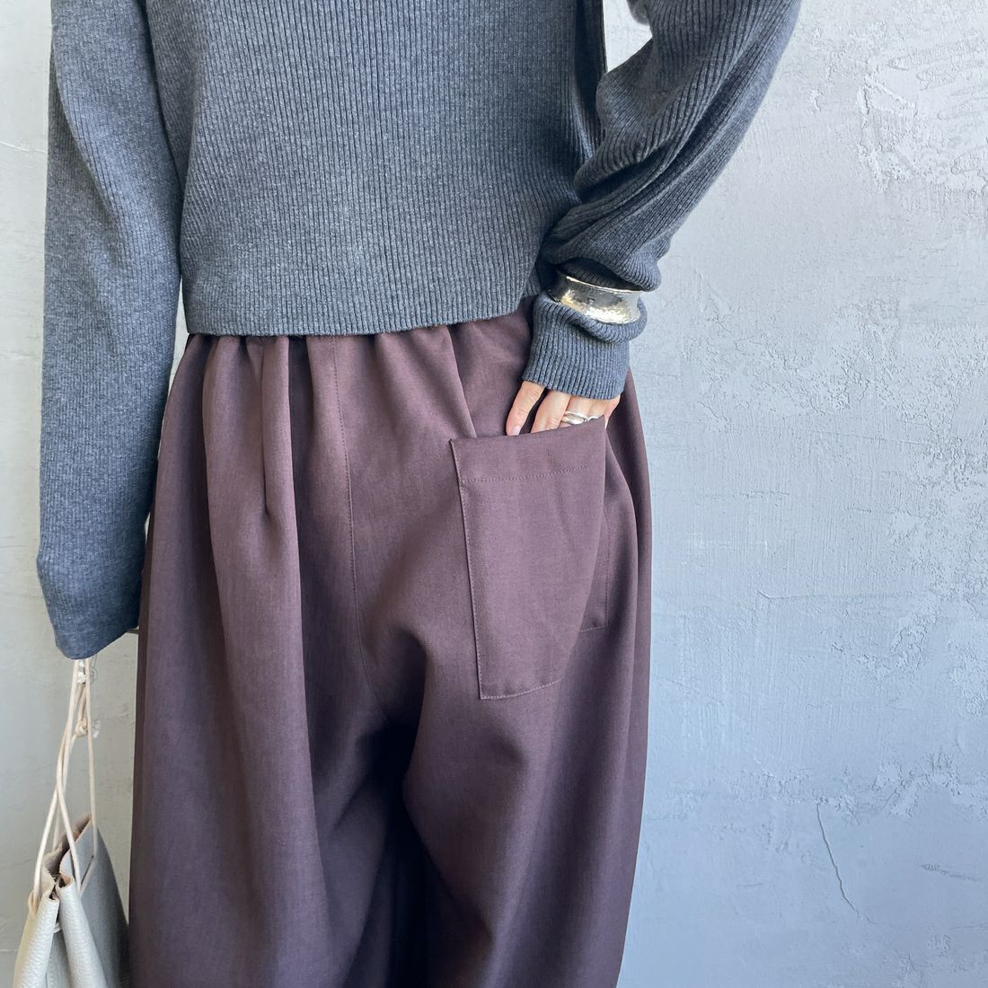 mizuiro ind [ミズイロインド] ワイドカーゴパンツ [1-260016A] 44 BROWN &&モデル身長：158cm 着用サイズ：2&&
