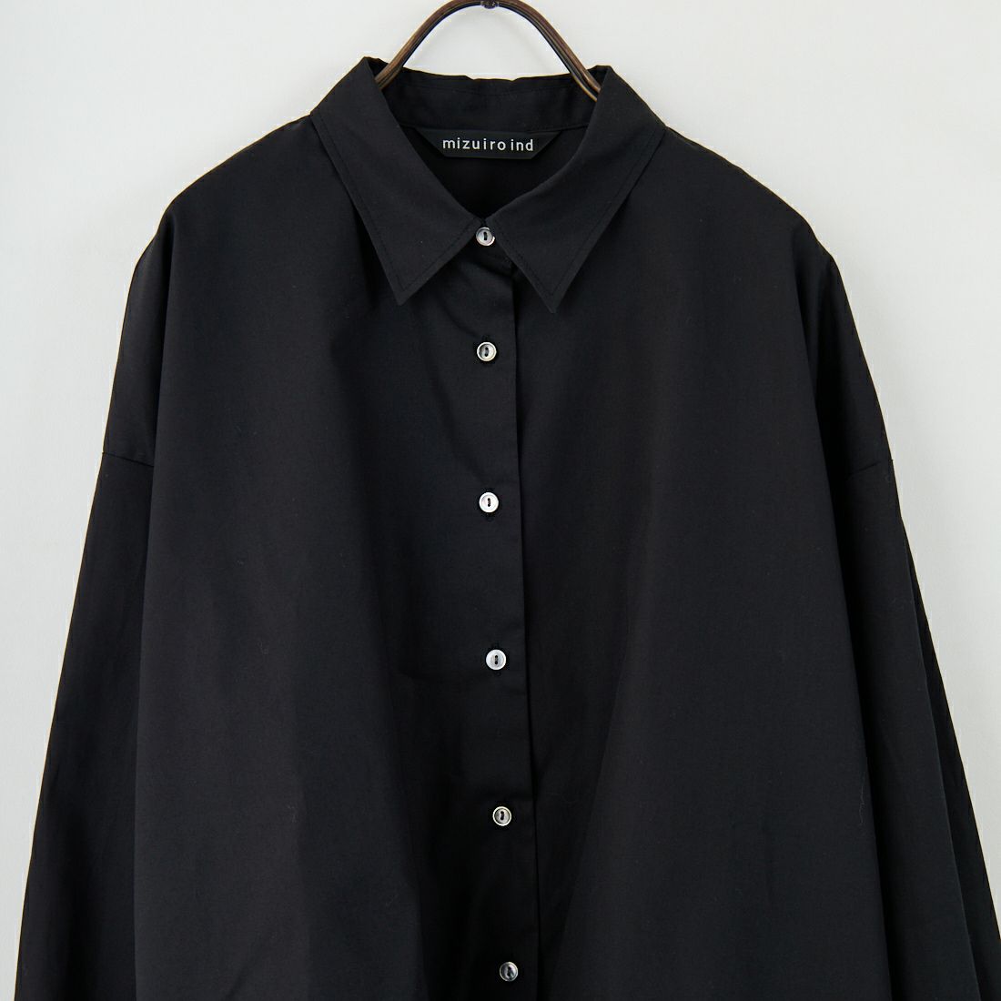 mizuiro ind [ミズイロインド] ロングスリーブバルーンシャツ [3-230094] 99 BLACK