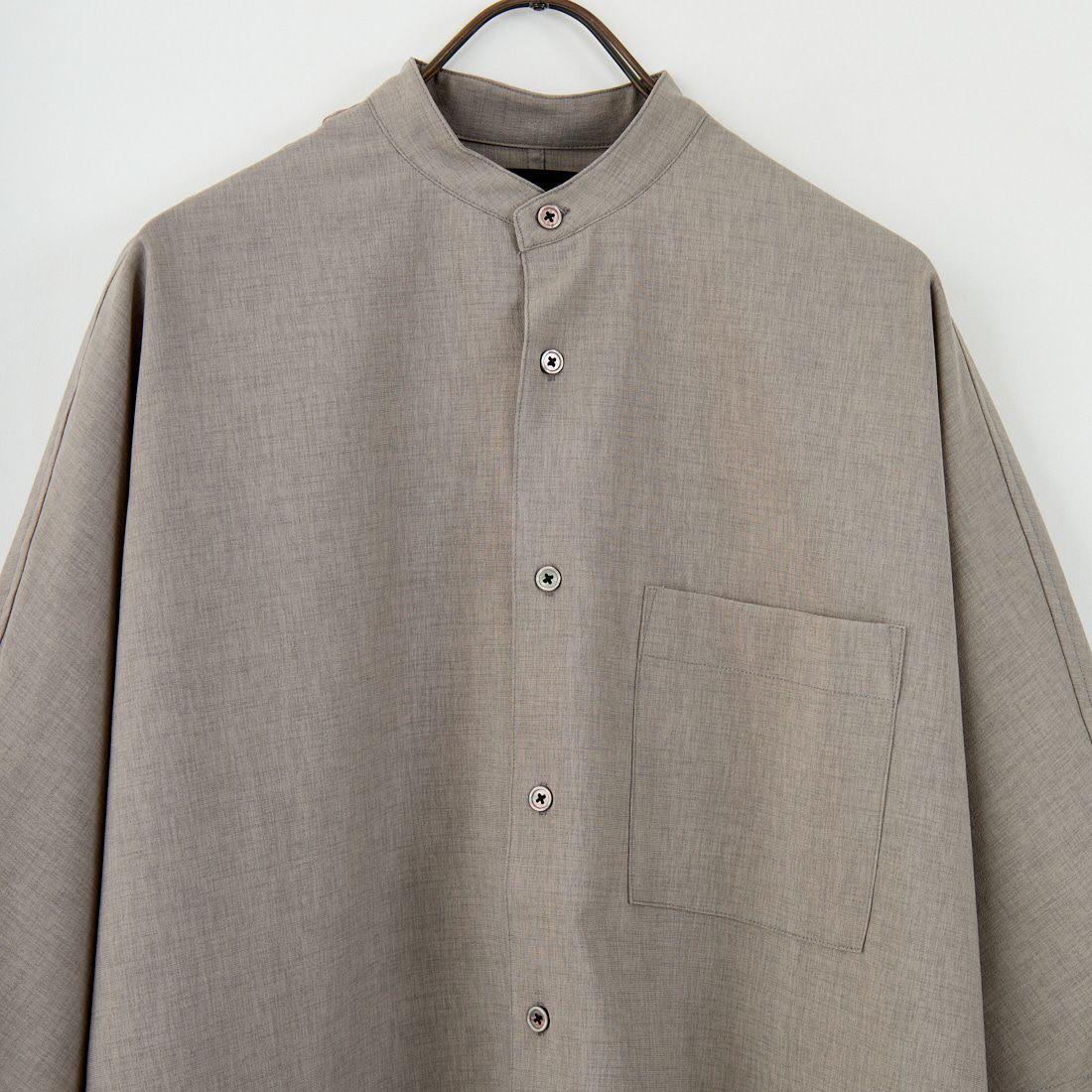 SLICK [スリック] リネンライクポプリンバンドカラーシャツ [5220111] 740 GRAY