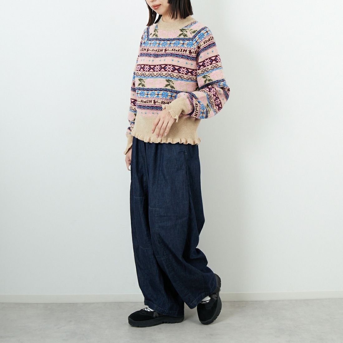 Needles [ニードルズ] 6ozデニム ヒザデルパンツ [RW240] A INDIGO &&モデル身長：162cm 着用サイズ：1&&