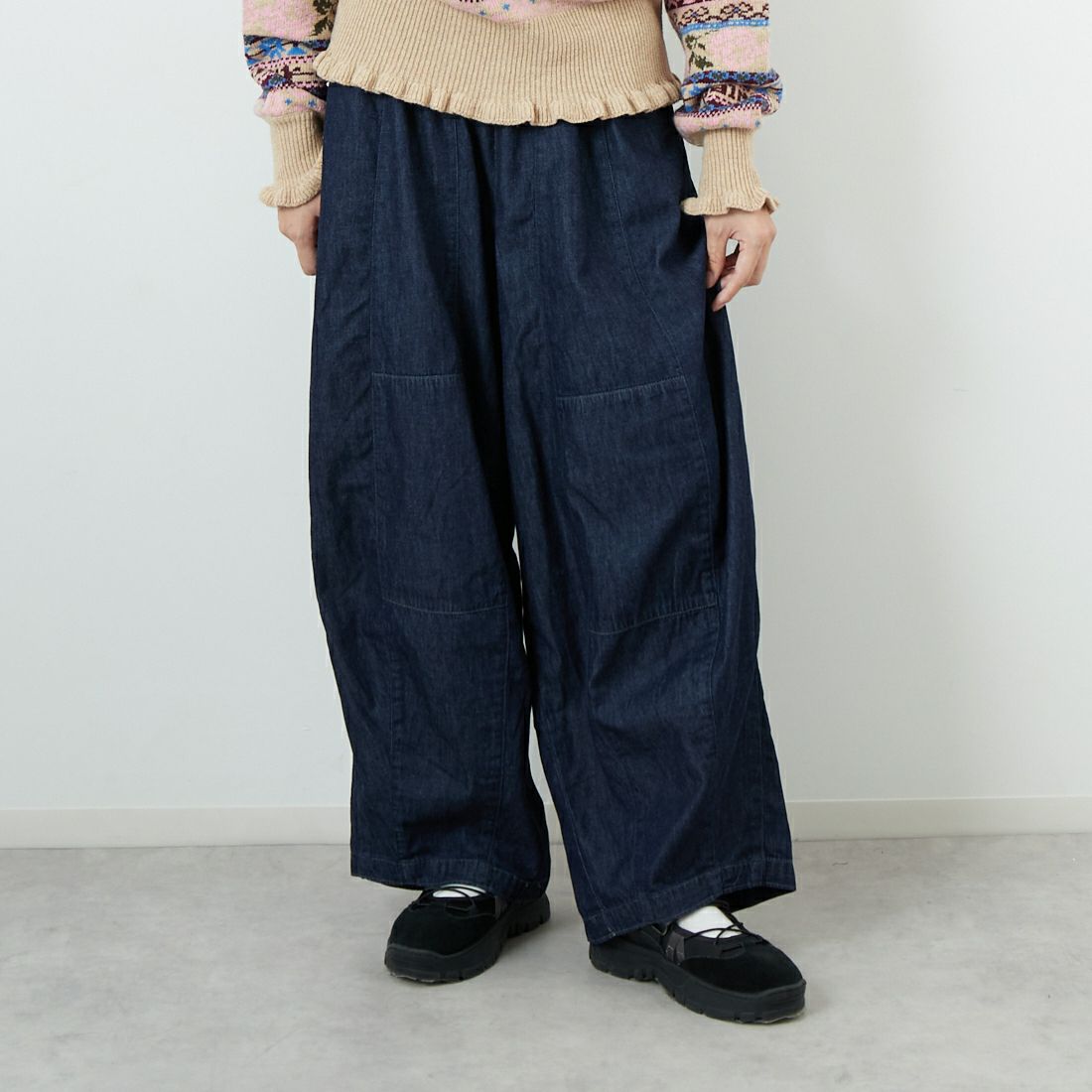 Needles [ニードルズ] 6ozデニム ヒザデルパンツ [RW240] A INDIGO &&モデル身長：162cm 着用サイズ：1&&