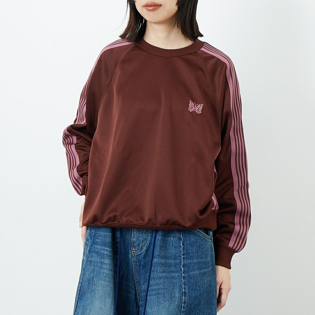 Needles [ニードルズ] トラッククルーネックシャツ [RW315] A BROWN &&モデル身長：162cm 着用サイズ：2&&