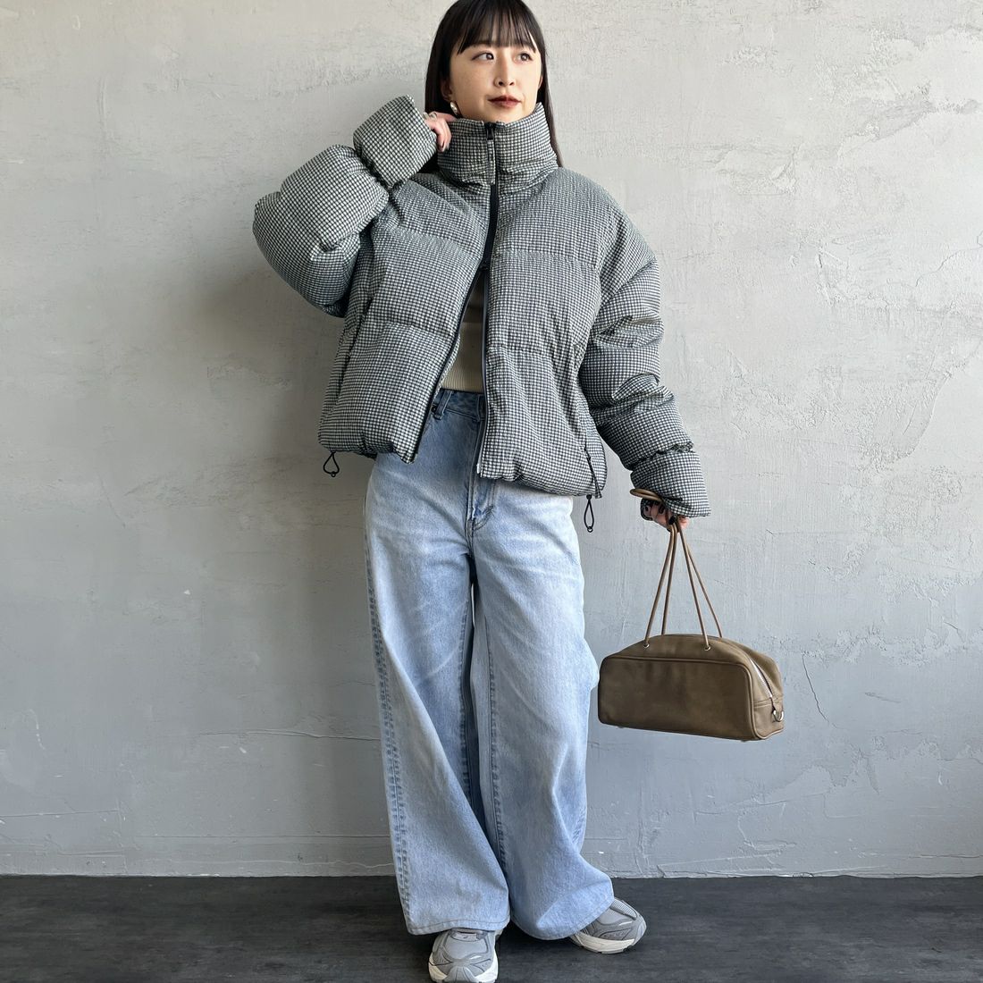 TODAYFUL [トゥデイフル] チェックダウンジャケット [12520008] MNT &&モデル身長：150cm 着用サイズ：36&&