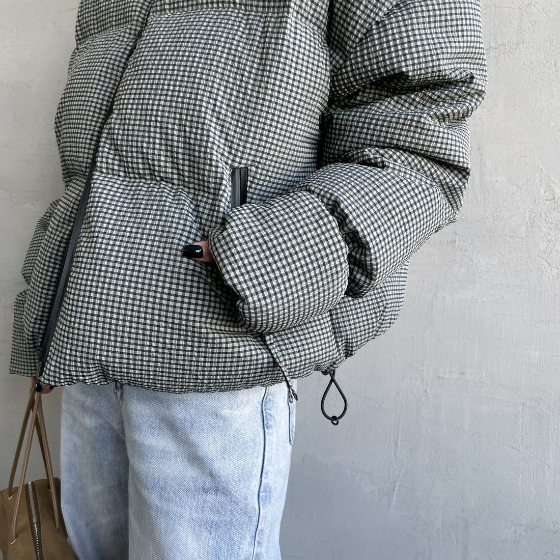 TODAYFUL [トゥデイフル] チェックダウンジャケット [12520008] MNT &&モデル身長：150cm 着用サイズ：36&&