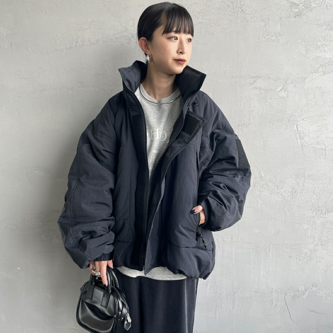 TODAYFUL [トゥデイフル] モンスターダウンジャケット [12420006] BLK &&モデル身長：150cm 着用サイズ：36&&