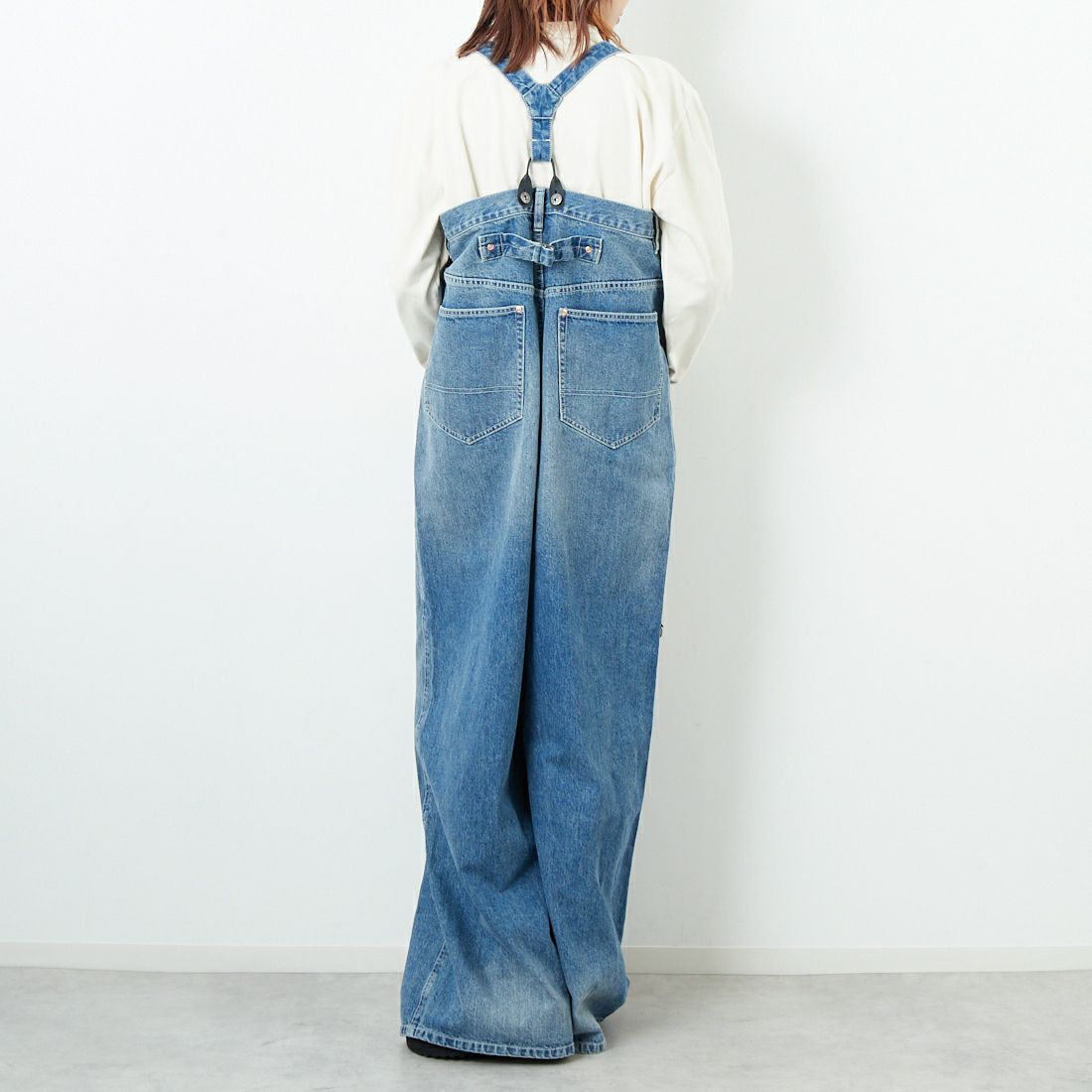 RhodolirioN [ロドリリオン] 5ポケットサスペンダーパンツ [RV1056] INDIGO &&モデル身長：167cm 着用サイズ：ONE SIZE&&