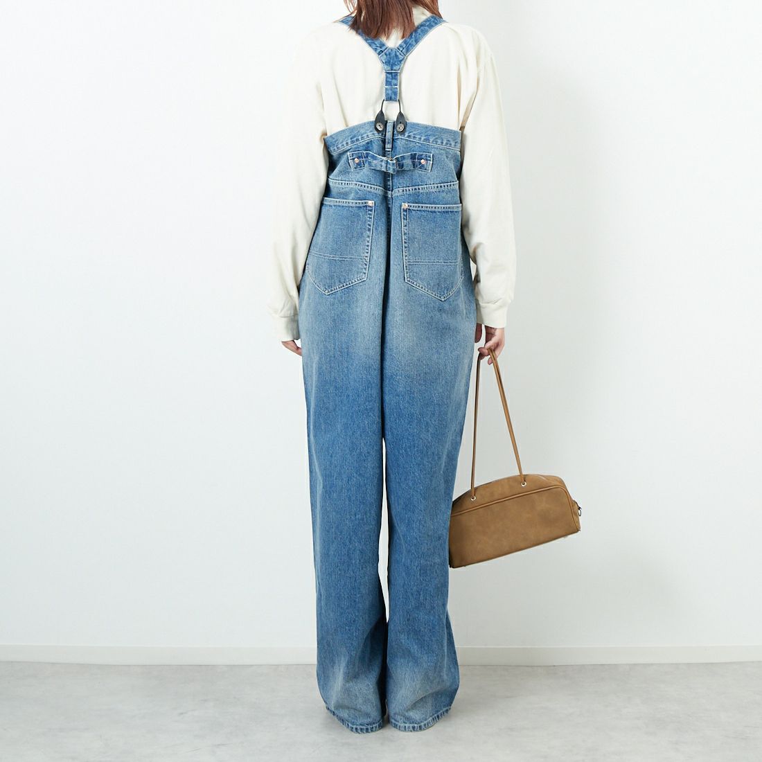 RhodolirioN [ロドリリオン] 5ポケットサスペンダーパンツ [RV1056] INDIGO &&モデル身長：167cm 着用サイズ：ONE SIZE&&