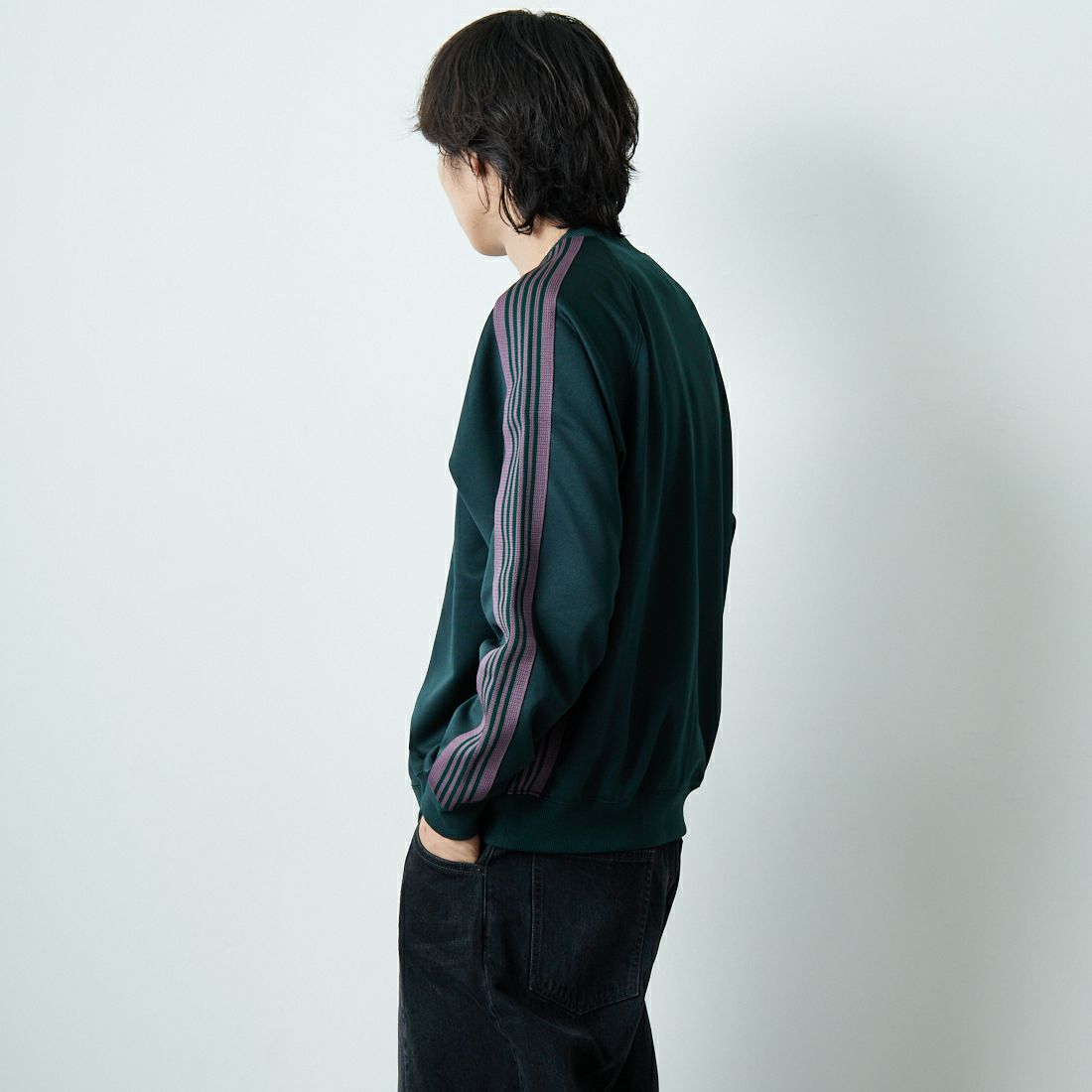 Needles [ニードルズ] トラッククルーネックシャツ [RW315] B GREEN &&モデル身長：179cm 着用サイズ：M&&