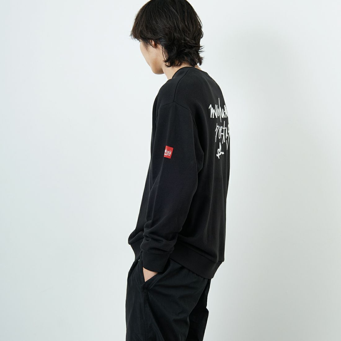 MANHATTAN PORTAGE [マンハッタンポーテージ] 別注 手書き風バック刺繍クルーネックスウェット [25FWMP-IN69-JF] OATMEAL