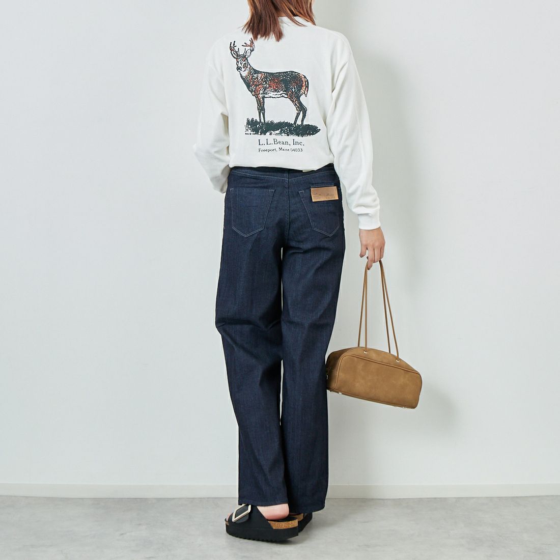 L.L.BEAN [エルエルビーン] ユニオン アニマルロングスリーブTシャツ [5475-1132] 92 DEER &&モデル身長：167cm 着用サイズ：M&&