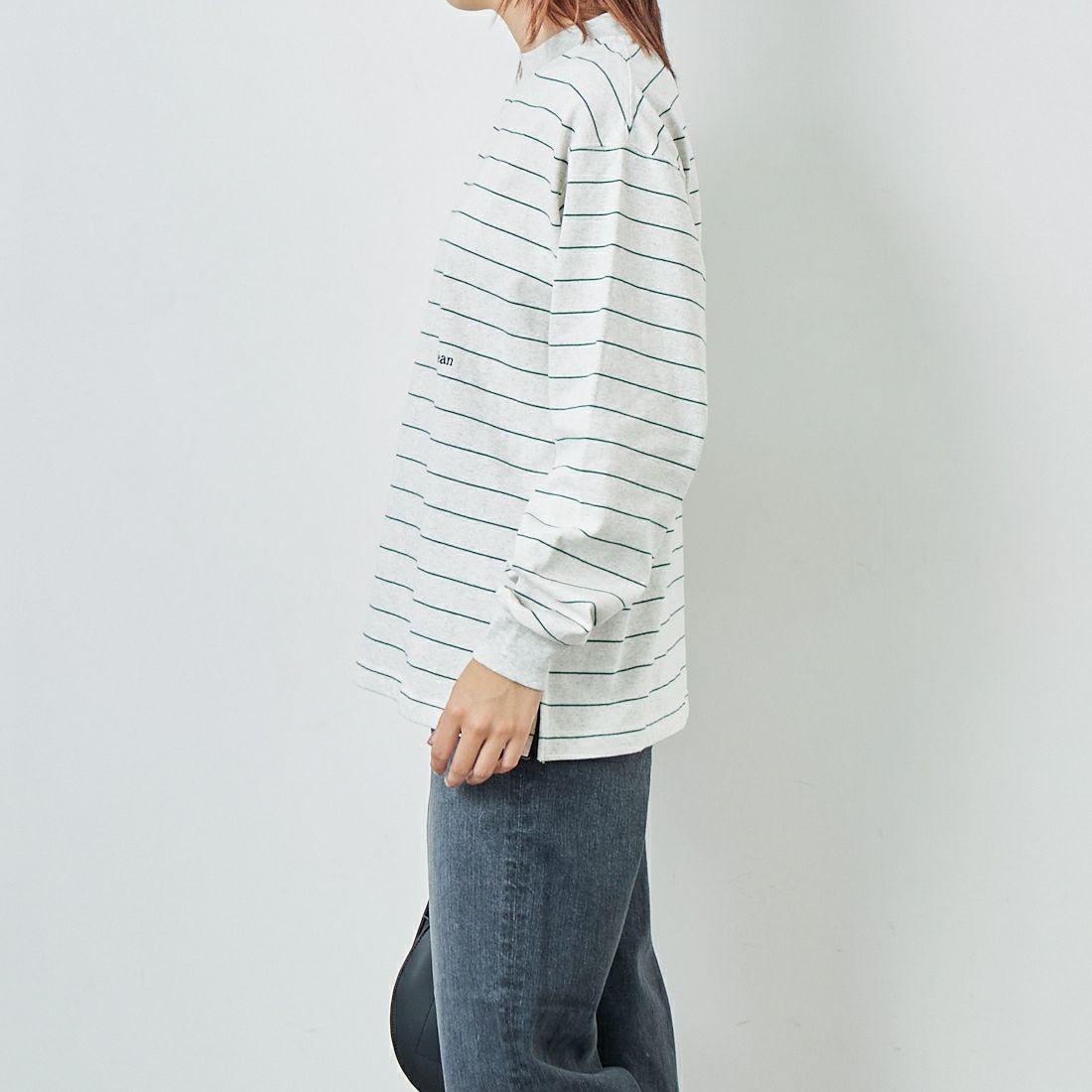 L.L.BEAN [エルエルビーン] ユニオン ロングスリーブ ストライプTシャツ [5475-1133] 90 BIR/GRA &&モデル身長：167cm 着用サイズ：M&&