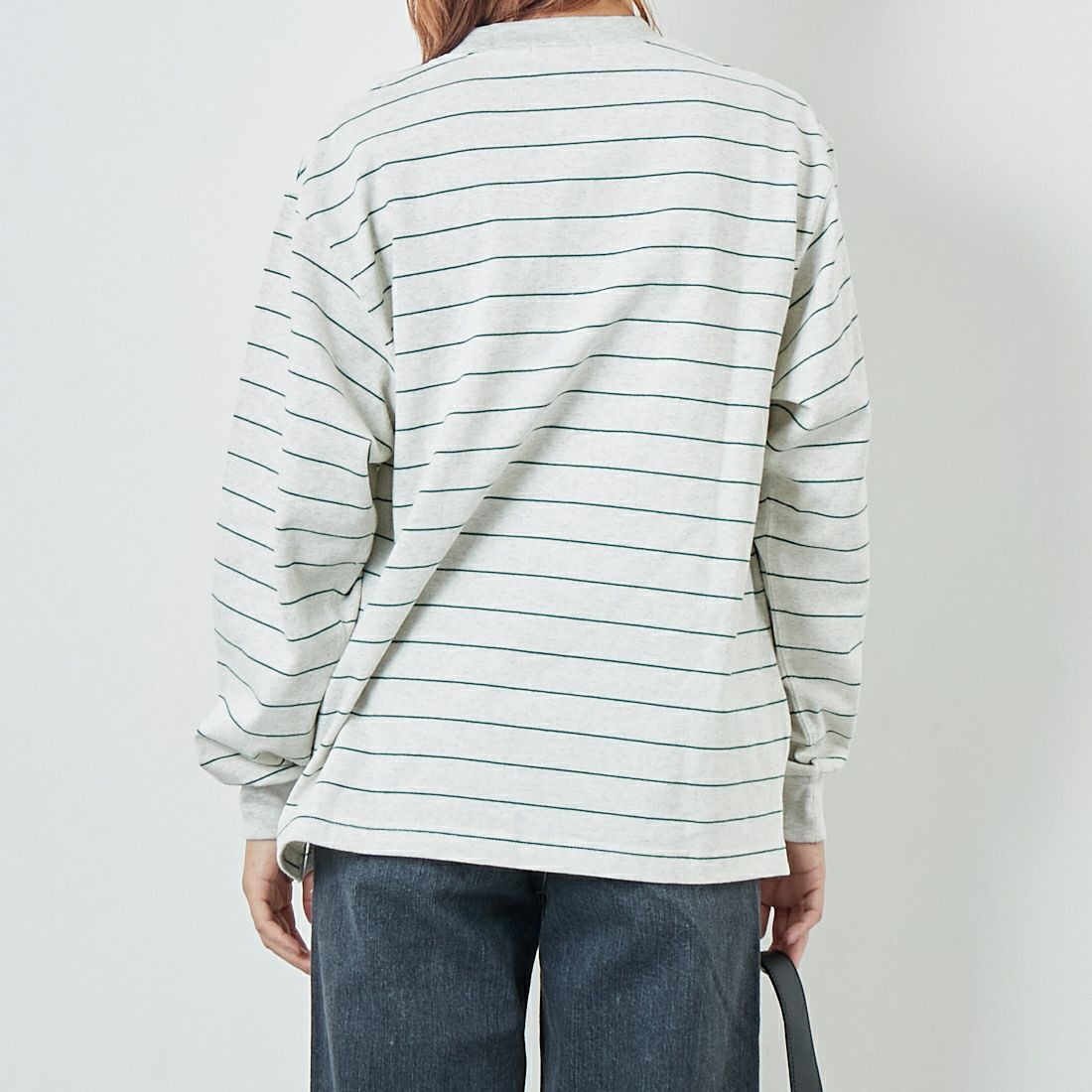 L.L.BEAN [エルエルビーン] ユニオン ロングスリーブ ストライプTシャツ [5475-1133] 90 BIR/GRA &&モデル身長：167cm 着用サイズ：M&&