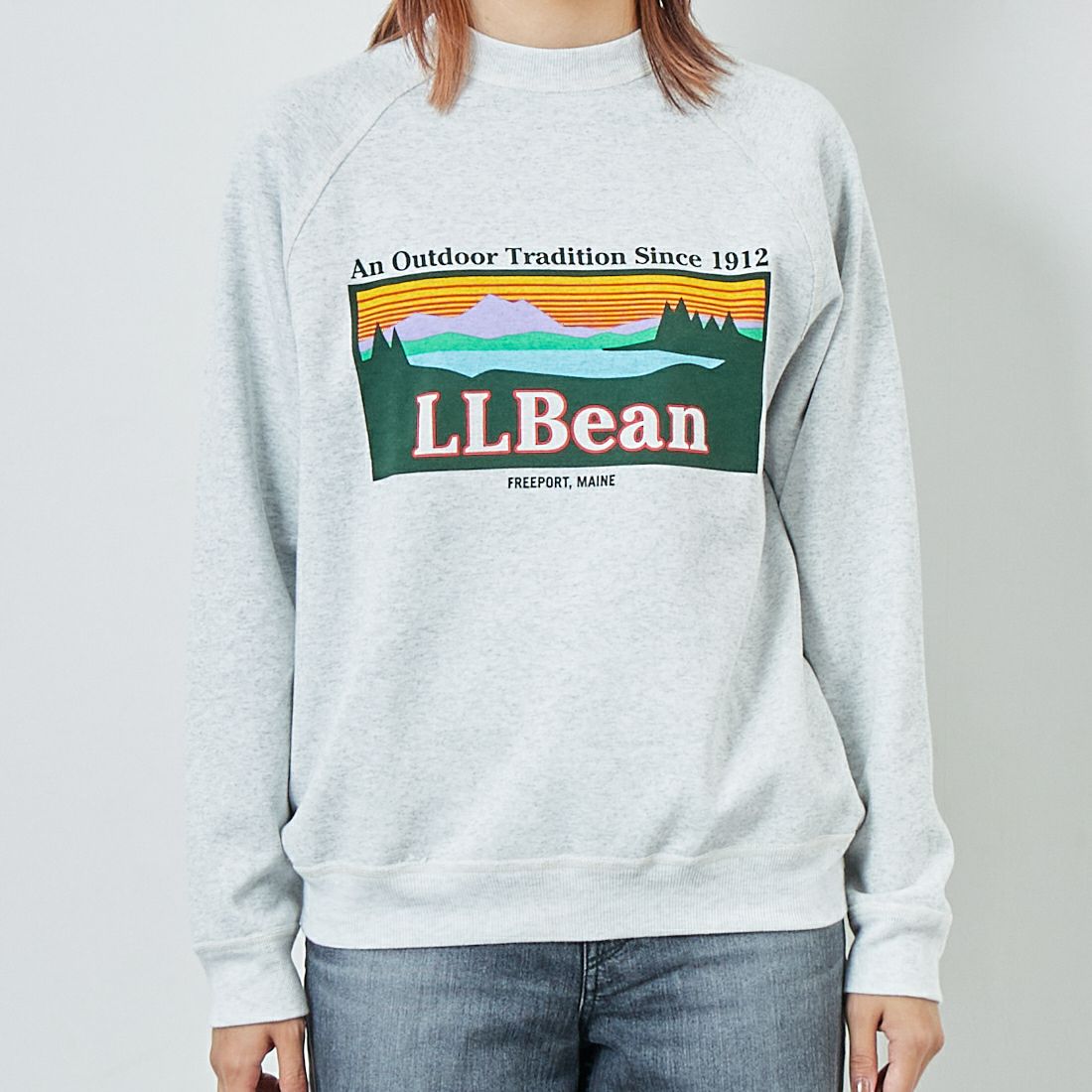 L.L.BEAN [エルエルビーン] PORTAGE クルーネックスウェット [5475-1134] 19 BIRCH &&モデル身長：167cm 着用サイズ：M&&