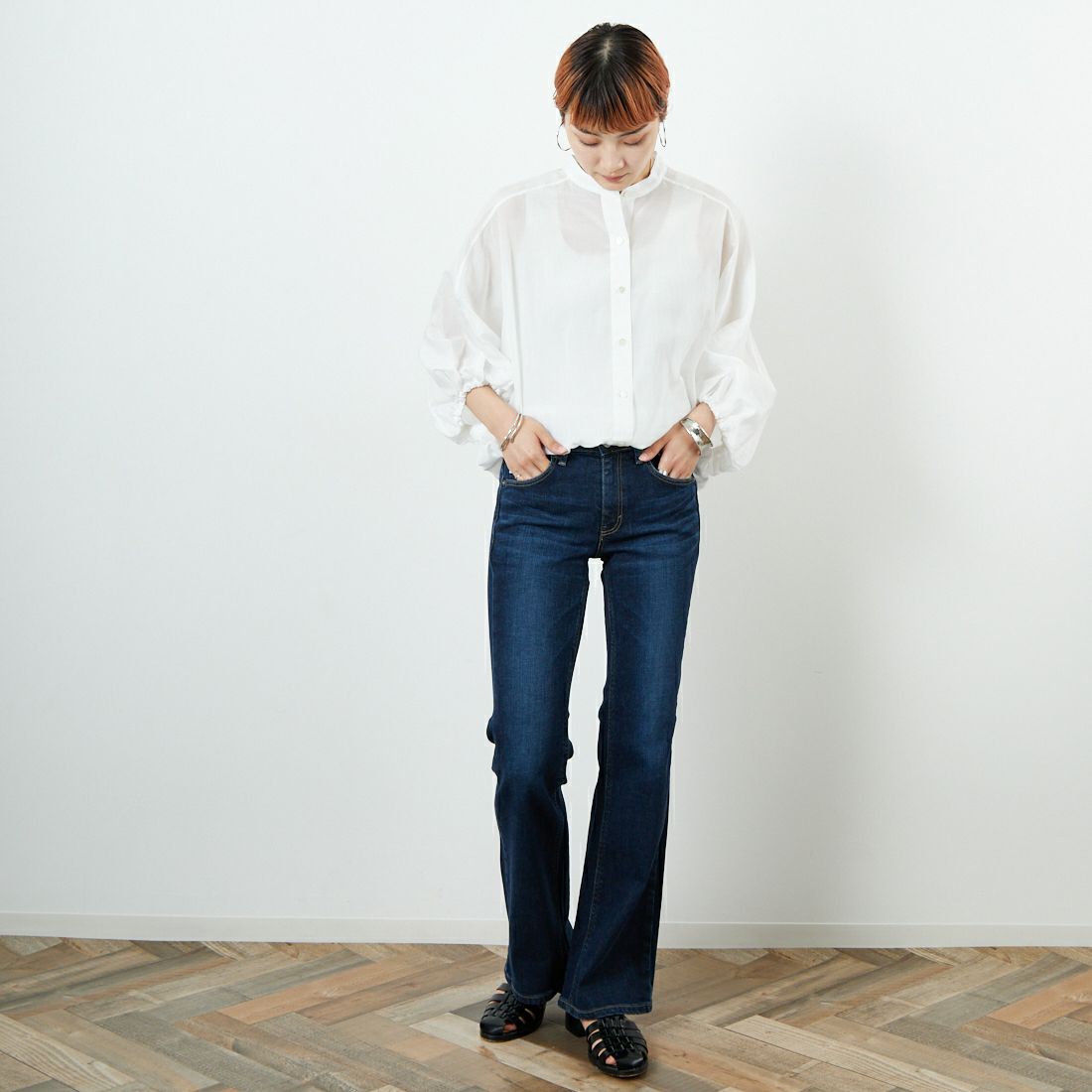 MICA&DEAL [マイカアンドディール] ドルマンパフスリーブブラウス [0125301209] OFF WHITE &&モデル身長：160cm 着用サイズ：F&&