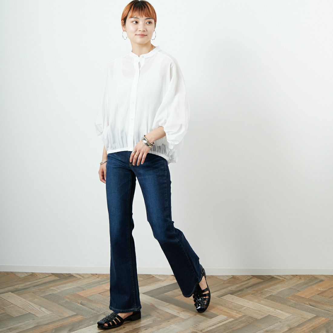 MICA&DEAL [マイカアンドディール] ドルマンパフスリーブブラウス [0125301209] OFF WHITE &&モデル身長：160cm 着用サイズ：F&&