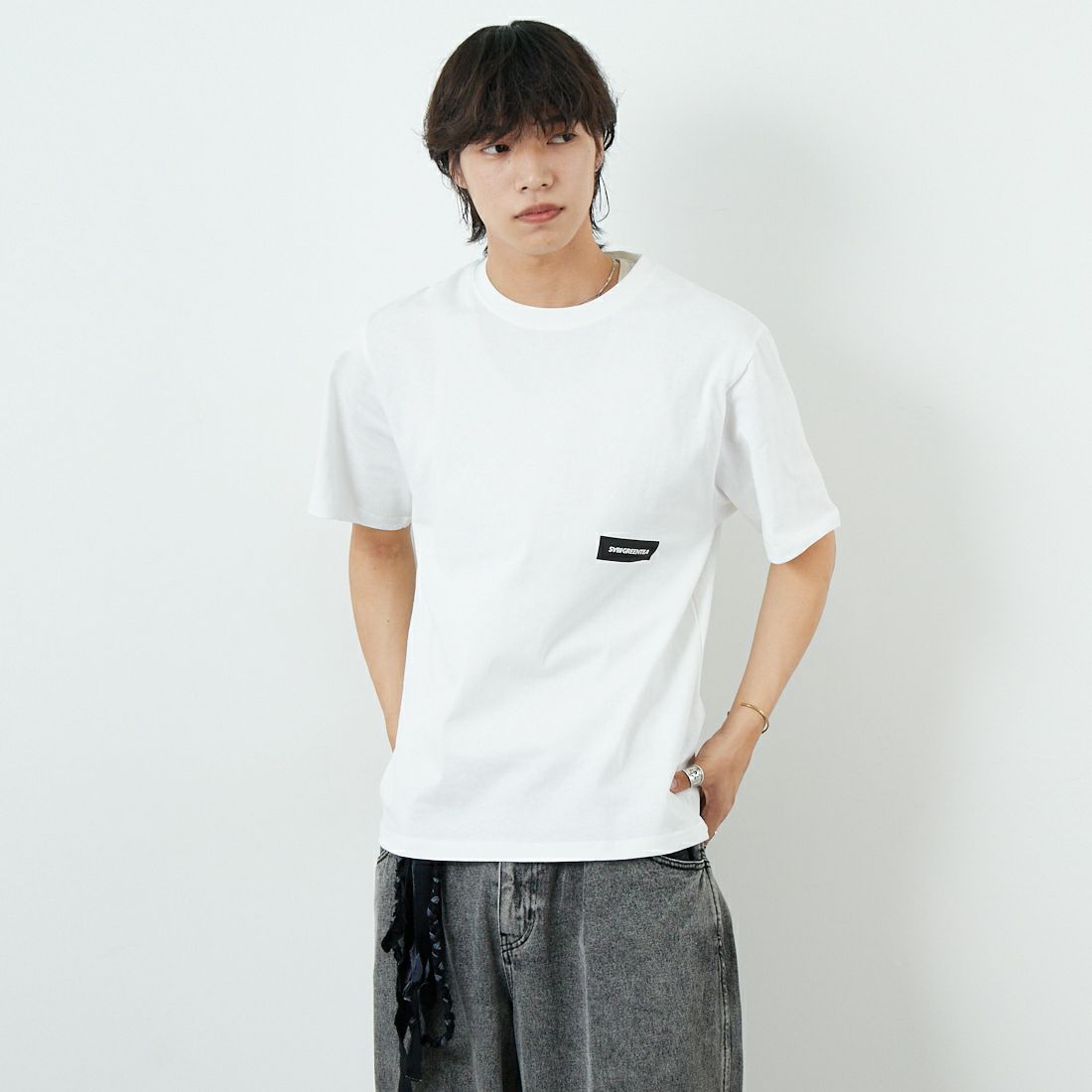 SABI [サビ] SABIコラボレーション バックプリントTシャツ [25189JF] WHITE &&モデル身長：179cm 着用サイズ：L&&