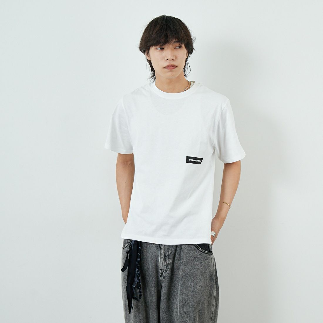 SABI [サビ] SABIコラボレーション バックプリントTシャツ [25189JF] WHITE &&モデル身長：179cm 着用サイズ：M&&