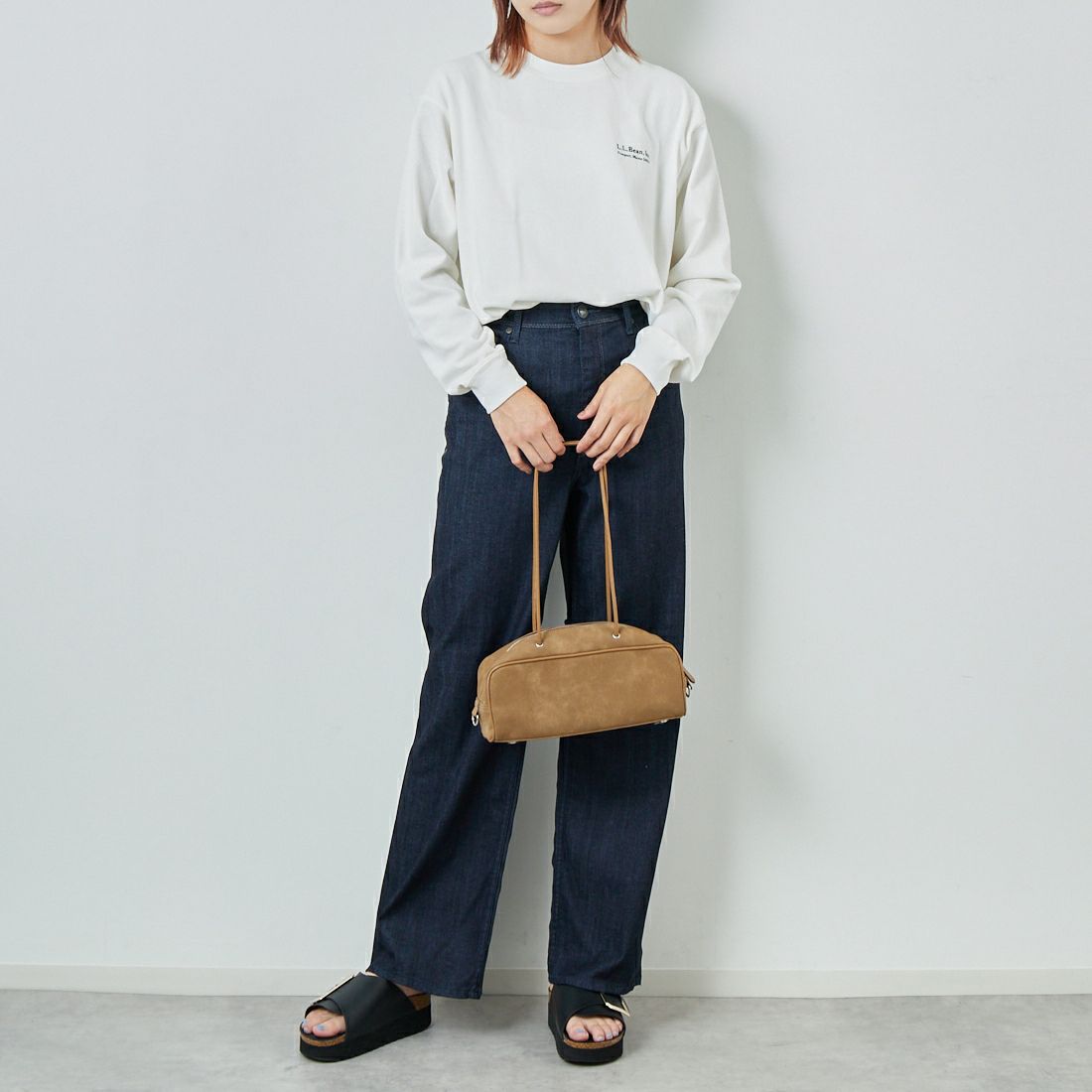 YANUK [ヤヌーク] ワイドストレート LILITH [57153077] OWI &&モデル身長：167cm 着用サイズ：25&&