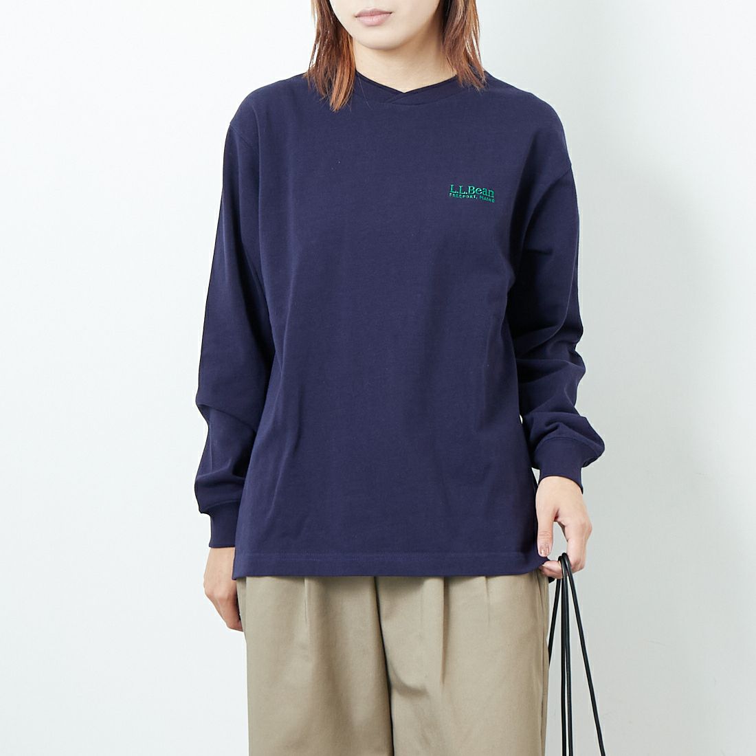 L.L.BEAN [エルエルビーン] ユニオン ロングスリーブTシャツ [5475-1131] 67 NAVY &&モデル身長：167cm 着用サイズ：M&&