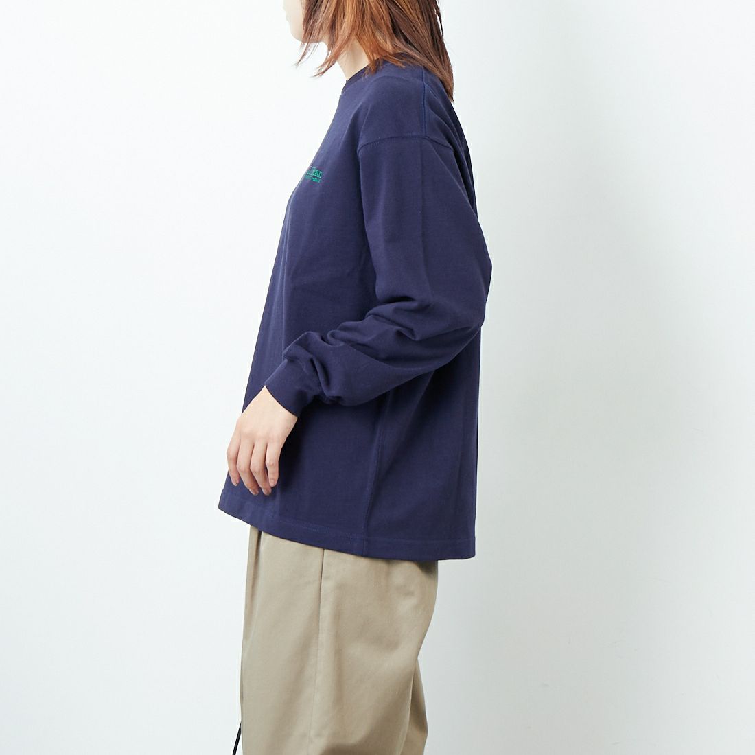 L.L.BEAN [エルエルビーン] ユニオン ロングスリーブTシャツ [5475-1131] 67 NAVY &&モデル身長：167cm 着用サイズ：M&&