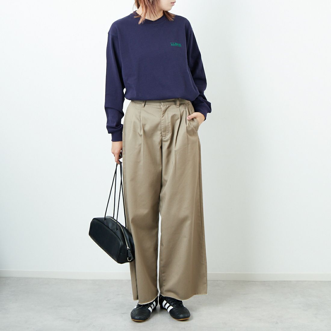 L.L.BEAN [エルエルビーン] ユニオン ロングスリーブTシャツ [5475-1131] 67 NAVY &&モデル身長：167cm 着用サイズ：M&&