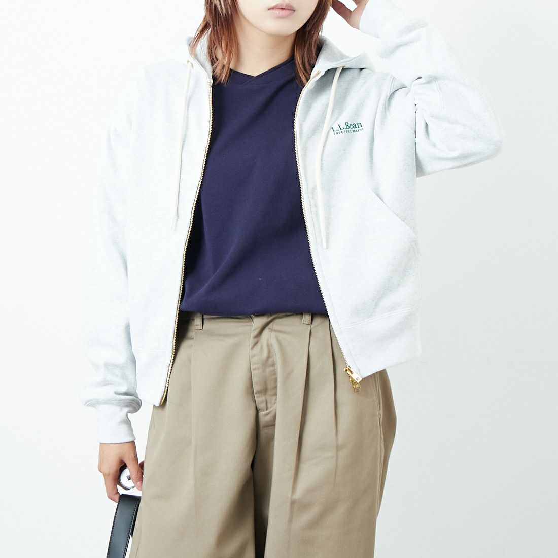 L.L.BEAN [エルエルビーン] 19 BIRCH PORTAGE フルジップフーデッドスウェット [5475-1135] 19 BIRCH &&モデル身長：168cm 着用サイズ：M&&