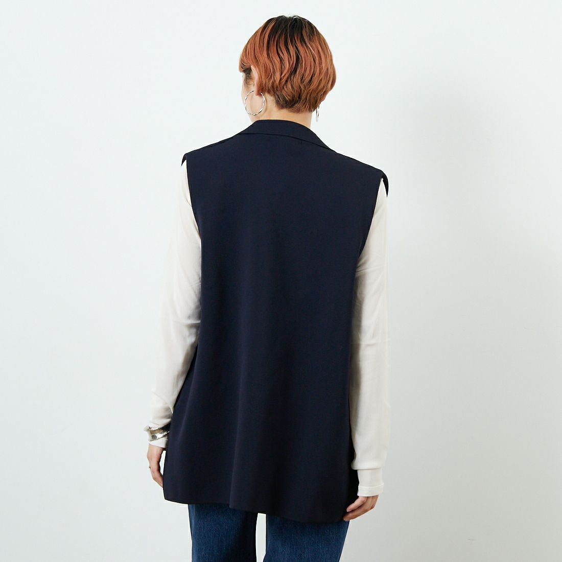 TORRAZZO DONNA [トラッゾドンナ] ミラノリブニットベスト [6260-410] 13 GRAY &&モデル身長：160cm 着用サイズ：F&&