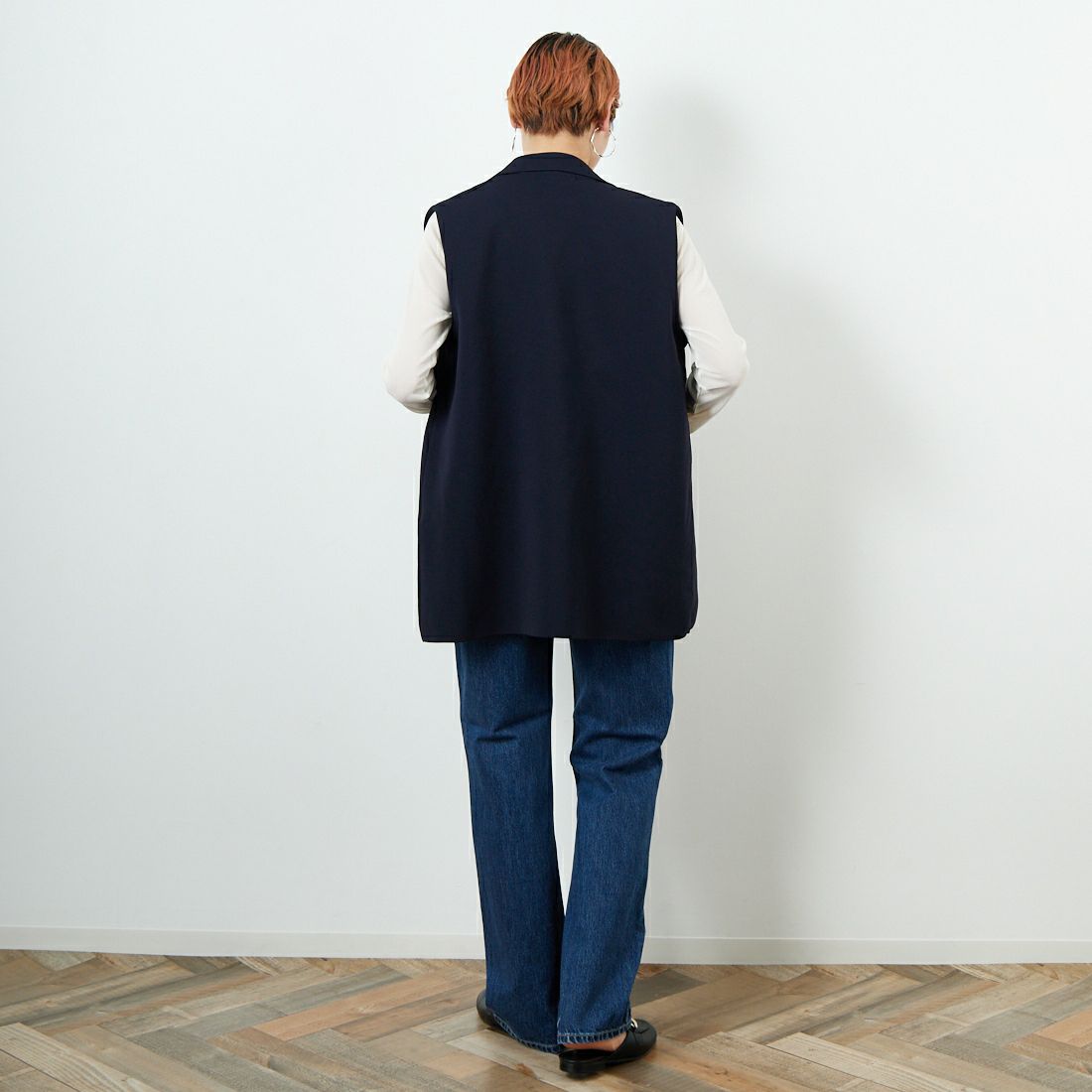 TORRAZZO DONNA [トラッゾドンナ] ミラノリブニットベスト [6260-410] 13 GRAY &&モデル身長：160cm 着用サイズ：F&&