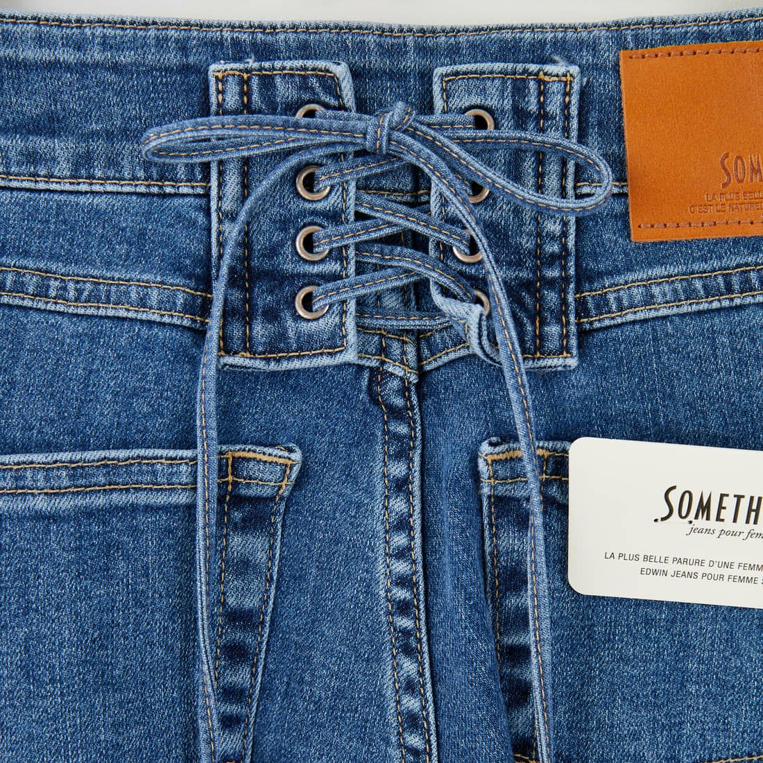 SOMETHING [サムシング] LISA レースアップワイドデニム [SEA580] 98 L.BLUE