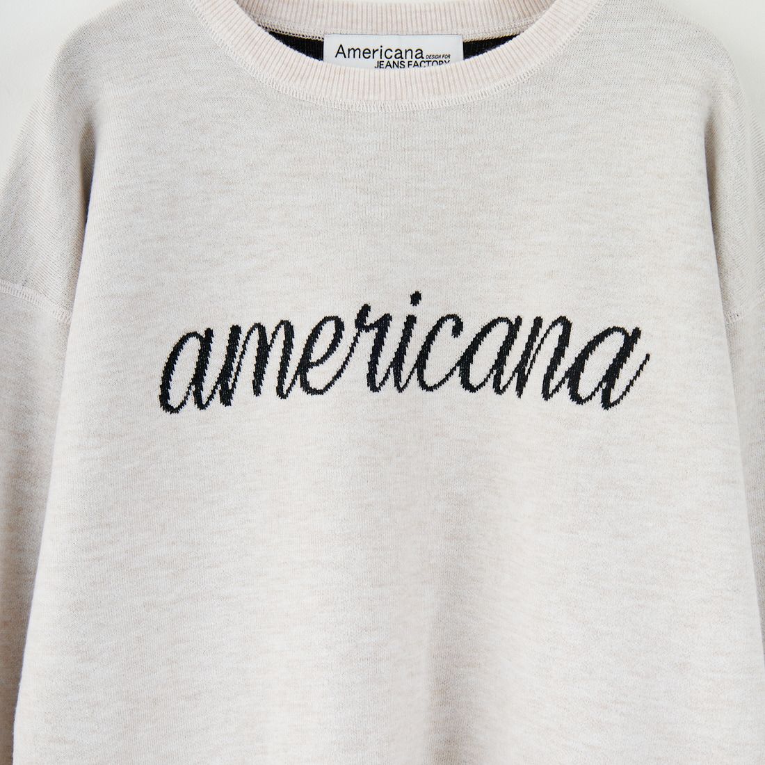 Americana × JEANS FACTORY [アメリカーナ × ジーンズファクトリー] 別注 ショート丈 フロントロゴ スウェットライクニット [ASO-C-003-2-JF] ｱｲﾎﾞﾘｰ
